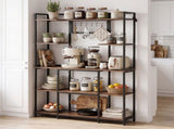 Artiss Kitchen Rack with 6 Hooks Microwave Storage Shelf 120cm x 170cm KR-MEL-5S-120-BKBR