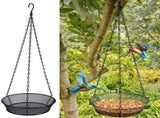 Hanging Bird Feeder Round Tray Metal Mesh Platform Seed Feeder for Outdoor Garden Decoration V1294-YM0901-10129799