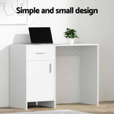 Artiss Computer Desk Drawer Cabinet White 100CM FURNI-G-DESK-100-WH