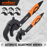 HORUSDY 2Pc Adjustable Wrench Quick Multi-Function Spanner Power Grip Pipe Set V465-81168