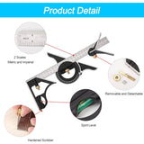 Metal Combination Square Multi-Function Carpentry Ruler Combination Angle Ruler With Zero Level V1188-MS-227-2253