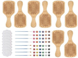 8PCS DIY Wooden Hairbrush Painting Kits, Hand-Painted Hair Brush with Paints, Brushes & Palette, V1369-AZ3-W-08786