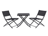 Gardeon Outdoor Bistro Set Folding Table and Chairs Patio Furniture Garden Steel Black ODF-BISTRO-FDTEX-BK