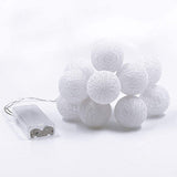 1 Set of 20 LED White 5cm Cotton Ball Battery Powered String Lights Christmas Gift Home Wedding V382-WHBALLBATT20