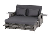 Gardeon Outdoor Day Bed Sun Lounge Setting Wicker Lounger Patio Furniture Grey ODF-SUNBED-RCL-GE-AB