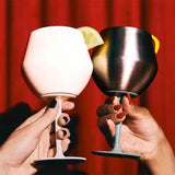 2 Pcs Green and Silver Detachable Stainless Steel Wine Glass - 14oz Portable Stemmed Goblet V888-ELOSUNG27237