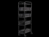 Levede 5 Tier Storage Trolley Slim With Pull Out Drawers For Home Kitchen Black HO0615-BK-5-AU
