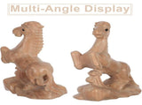 Wooden Horse Statue Figurine Khaki for Desktop Decor Inspiration V1192-AZ-W-21519
