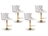 4x Height Adjustable Swivel Bar Stool Velvet Studs Barstool with Footrest and Golden Base- Beige V226-SW1912BG-2