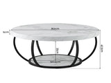 Artiss Coffee Table 2-Tier Marble Finish Round White&Black FUR-Z-COF-07-WHBK