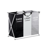 Artiss Laundry Basket Hamper Large Foldable Washing Clothes Storage 3 Sections LBH-FD-BWG-3