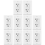 10 Pack GFCI Outlets 20 Amp, Non-Tamper Resistant, Decor GFI Receptacles with LED Indicator, Ground V1258-DP02-WO-963