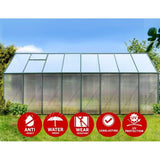 Greenfingers Greenhouse 5.1x2.44x2.1M Aluminium Polycarbonate Green House Garden Shed GH-ALU-510X244-GN-AB