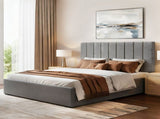 Artiss Double Bed Frame with Storage Grey Velvet Headboard Gas Lift Platform Base BFRAME-E-TOKI-VELA-D-GY-AB