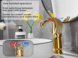 Swan-Shaped Single-Handle Single-Hole Vessel Faucet Deck-Mounted Bathroom Sink Faucet, Tall Model, V1107-113-27091-SLR-33CM