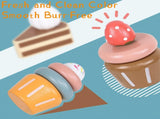 Wooden Cake Toys Tea Party Set, Desserts Food Toy with Cupcake Stand, Kids Pretend Play Kitchen V1192-AZ-W-11550