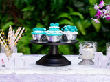 Black Dessert Holder Cookie Pedestal Stands Metal Trays for Desserts Round Gothic Serving Plate for V1192-AZ-W-14129