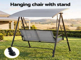 Gardeon Outdoor Swing Chair with Adjustable Canopy 142cmx172cm Stand Grey GSC-BST-2S-GY