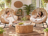Gardeon Outdoor Egg Rocking Chair Rattan Lounger with Thick Cushion Patio Furniture Natural ODF-ROCK-PAPASAN-NTL-ABC