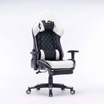 Gaming Chair Ergonomic Racing chair 165&deg; Reclining Gaming Seat 3D Armrest Footrest Pink White V255-GCHAIR-32-PW