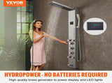 Shower Panel System, 6 Shower Modes, LED & Screen Hydroelectricity Shower Panel Tower, Rainfall, V952-FTYS6CS2MSDPTMPHLV9