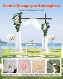 VEVOR Artificial Wedding Arch Flowers Kit White With 2 Pcs Flowers 2 Pcs Drapes V952-HLGMHTJ4JTBSCANWFV0