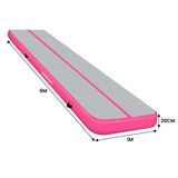 Powertrain Airtrack 20cm Thick 6m x 1m Inflatable Gymnastics Tumbling Mat Air Track - Pink IFM-XBO-006-PK