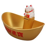 Gold Ingot Solar Energyy Cat Ornament Solar Wealth Welcome Waving Hand Fortune Cat Statue Good V1294-YM0901-3115230106311