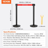 Crowd Control Stanchions, 2-Pack Crowd Control Barriers, Carbon Steel Baking Painted Stanchion Queue V952-ZGGLZHSTZX2JQGN8RV0