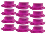 12x GLITTER TOP HAT Fancy Party Plastic Costume Tall Cap Fun Dress Up BULK - Hot Pink V563-12GLTRTOPHAT-HTPNK