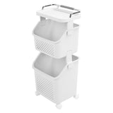 Rolling Laundry Hamper PP ABS Laundry Shelf Clothes Storage Basket Organizer with 4 Wheels for Home V1294-YM0901-3117240250811