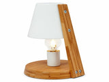 32cm Wooden Base Modern Desk Table Lamp Light Metal Shade Designer - White V563-75138