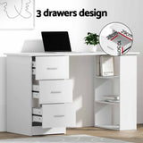 Artiss Computer Desk & Ergonomic Office Chair Set 120cm Home Office Study Desk with 3 Drawers & 3 FURNI-DESK120-2013-WHGY