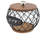 Coffee Capsule Holder Fruit Shaped Stylish Coffee Pod Storage with Wooden Base Lid Home Decor Black V1294-YM0901-3118240263312