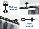 4 Pack Ceiling Mount Curtain Rod Brackets, Heavy Duty Stainless Steel Holders, Black 1.25 Inch V1188-MS-721-005
