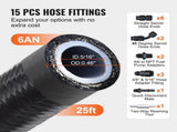 6AN Fuel Line Kit, 7.62 m Fuel Hose Kit, Nylon Stainless Steel Braided PTFE Fuel Line Kit, V952-QCYYRYRG15G26J9HMV0