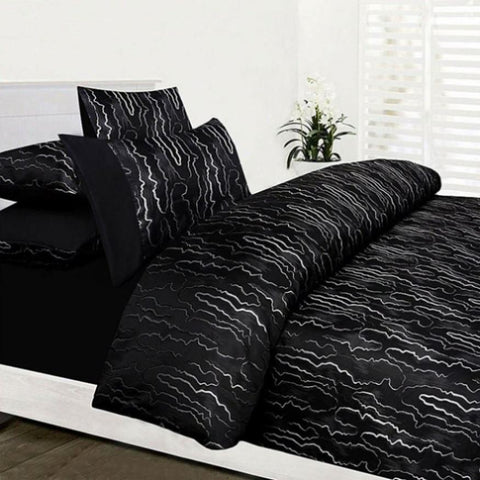 Accessorize Naples Black Jacquard Quilt Cover Set Double V442-HIN-QUILTCS-NAPLES-BLACK-DS