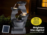 Gardeon Solar Fountain Water Feature Outdoor Fountain Indoor 4-Tier Bowl Cascading Grey FOUNT-MUSHROOM-4LVL-GR