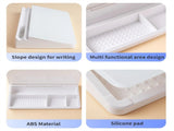 White Slanted Glass Memo Board & Desktop Organizer with 2 Markers & Residue-Free Eraser - Computer V888-ELOSUNG49454