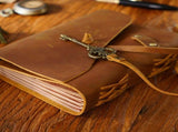 Antique Leather Journal Writing Notebook for Key Bandage Journal Notepad Thick Paper for Work Travel V1192-AZ-W-23296