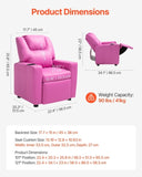 VEVOR Kids Reclining Chair PU Leather Toddler Recliner with Cup Holder V952-ETTYPGKFHS21PI6YW001V0