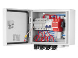 PV Combiner Box, 4 String, Solar Combiner Box with 15A Rated Current Fuse 63A Circuit Breaker V952-GFHLX4HL15ATMYRICY3