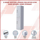 2-Door Vertical Locker for Office Gym Shed School Home Storage V63-832421