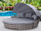 Gardeon Sun Lounge Setting Wicker Lounger Day Bed Patio Outdoor Furniture Grey ODF-SUNBED-180OT-GR-ABC