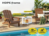 Gardeon Outdoor Table and Chairs HDPE Folding Adirondack Beach Chair Patio Furniture FF-BEACH-3HEFD-BR