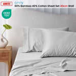 Accessorize 400TC Grey Bamboo Cotton Sheet Set 40cm Wall King V442-HIN-SHEETS-BAMBOOCOTTON40CM-GREY-KI