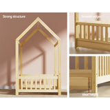 Artiss Bed Frame Wooden Kids House Frame Oak ROCK WBED-F-HOUSE-ROCK-S-WD-AB