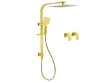 WELS Brushed Gold Square Shower 12" Large Rain Head 3 Modes Handheld Silde Rail Arm 2in1 Taps Set V1233-C7121GHS002M4CGKSS112GCPF0272AG