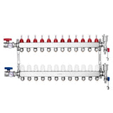 12-Branch Heat Manifold, 1/2" PEX Tubing Manifold, Stainless Steel PEX Manifold for Hydronic V952-DRFSQBXG12HL053KUV0