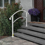 3-Step Handrails for Outdoor Steps Fits 1 or 3 Steps Matte White Stair Rail Wrought Iron Handrail V952-LTFS3BBSLG0000001V0